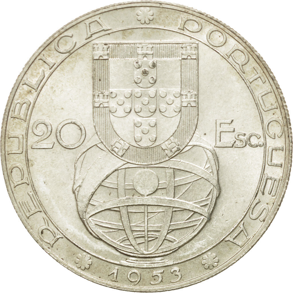 Moneta, Portogallo, 20 Escudos, 1953, BB+, Argento, KM:585
