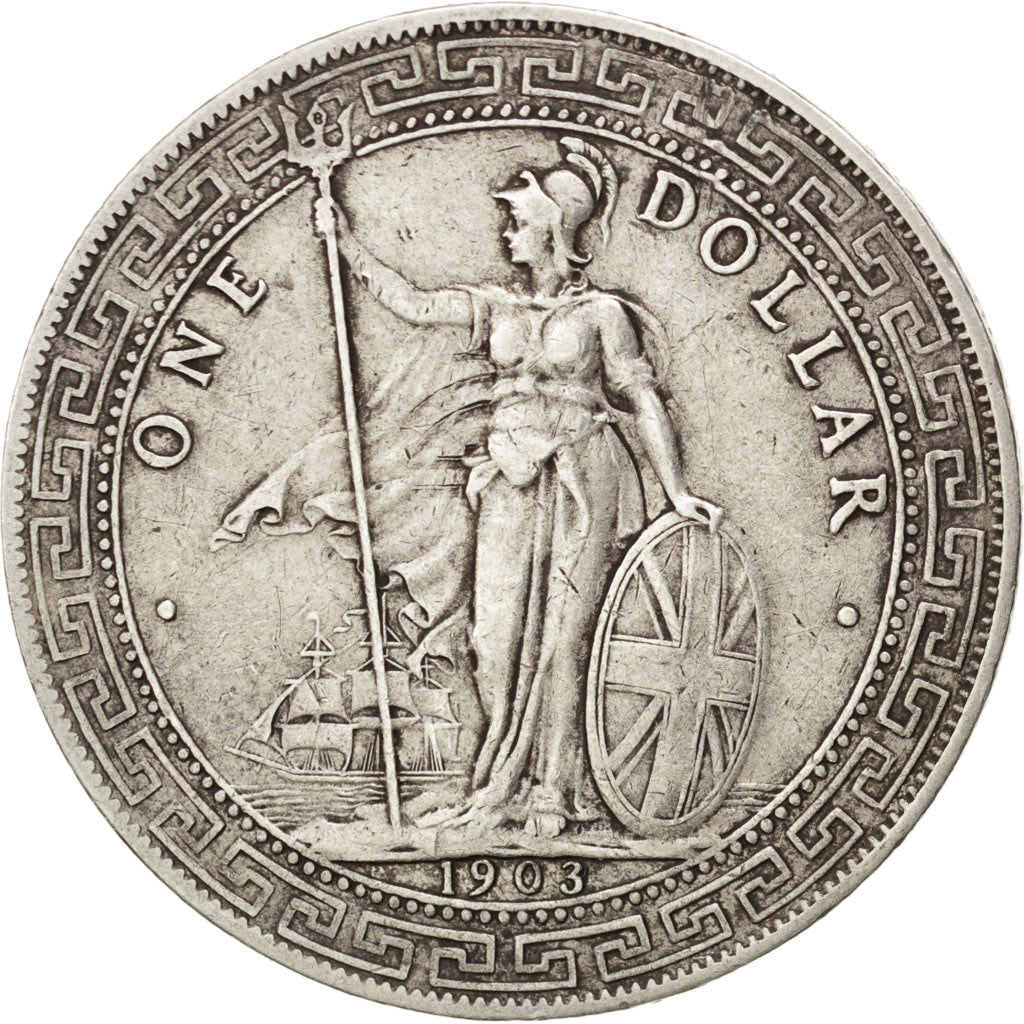 GREAT BRITAIN, Dollar, 1903, KM #T5, AU(50-53), Silver, 37, 26.79