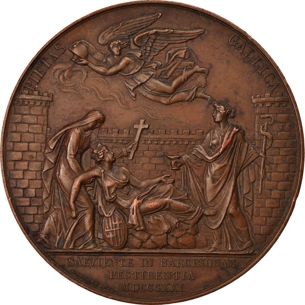 Espagne, Médaille, La Peste à Barcelone, History, 1821, Gayrard, SUP, Bronze