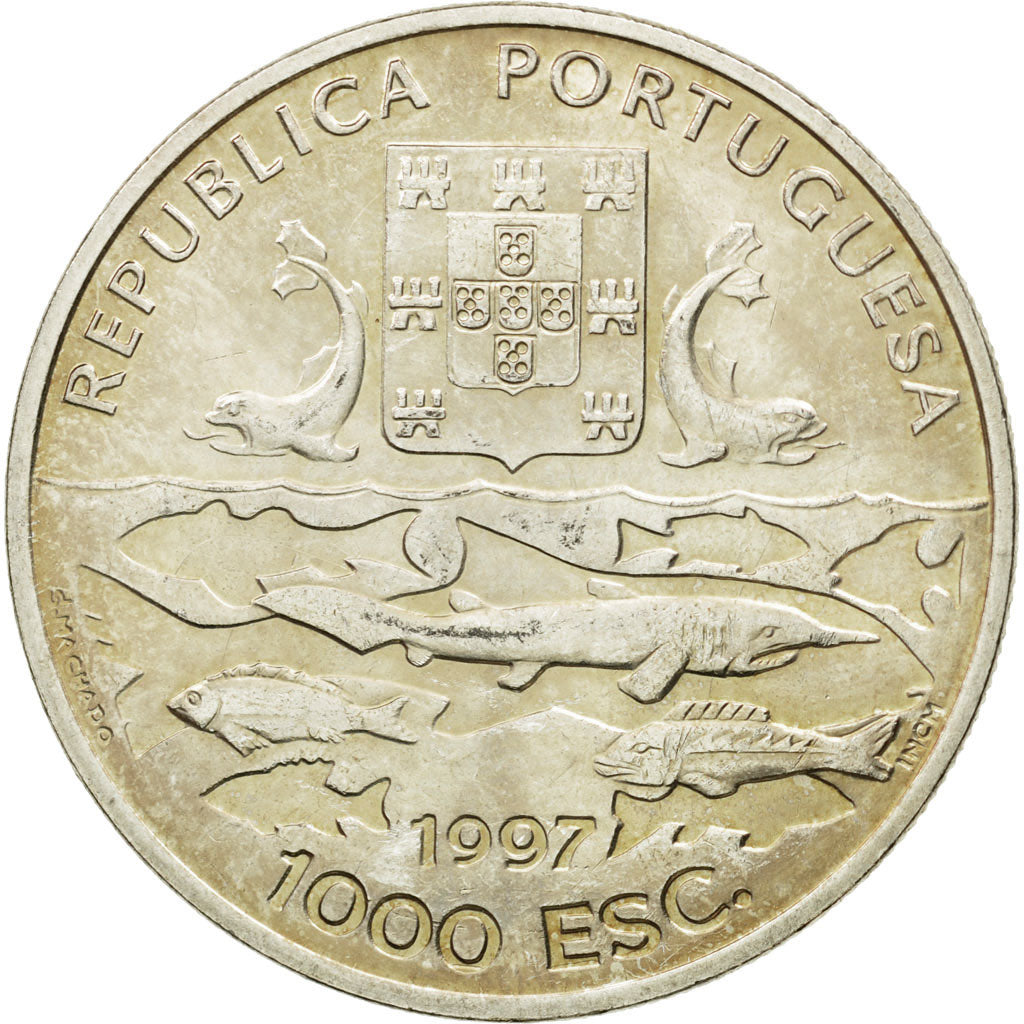 Coin, Portugal, 1000 Escudos, 1997, MS(63), Silver, KM:695
