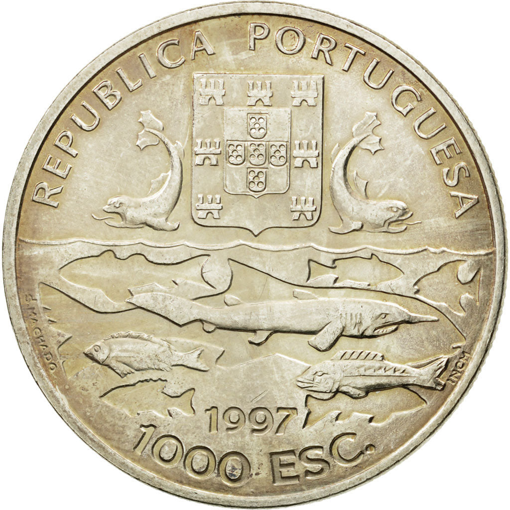 Coin, Portugal, 1000 Escudos, 1997, MS(63), Silver, KM:695