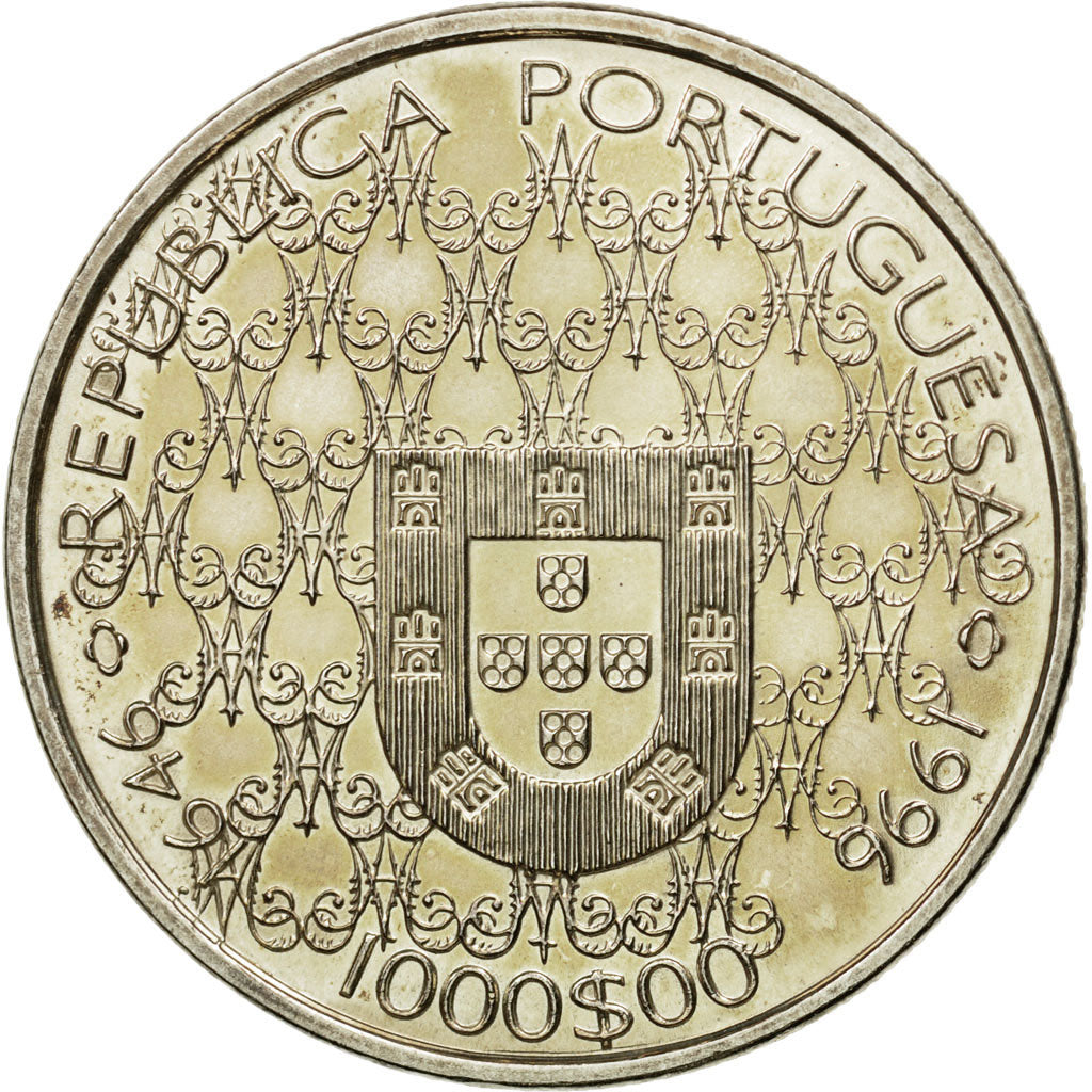 Coin, Portugal, 1000 Escudos, 1996, Lisbon, MS(63), Silver, KM:696