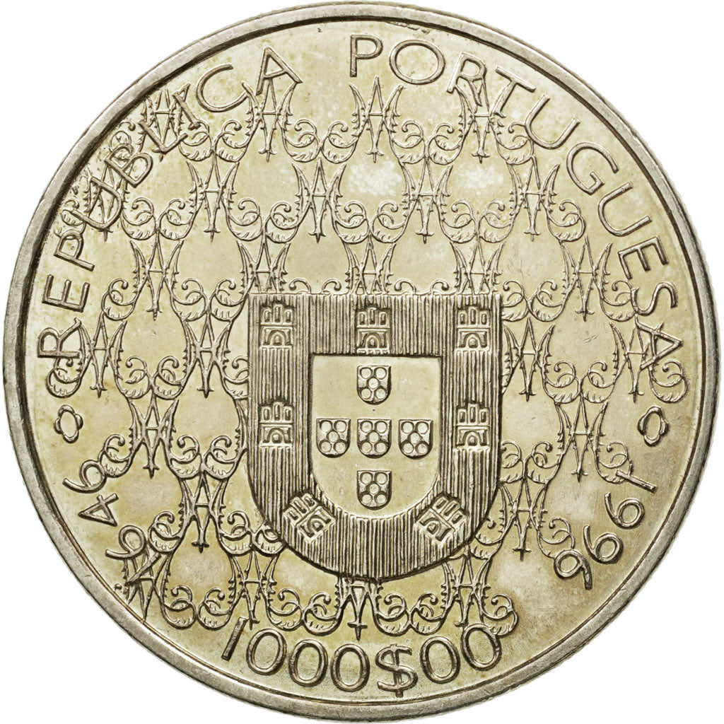 Coin, Portugal, 1000 Escudos, 1996, Lisbon, MS(63), Silver, KM:696