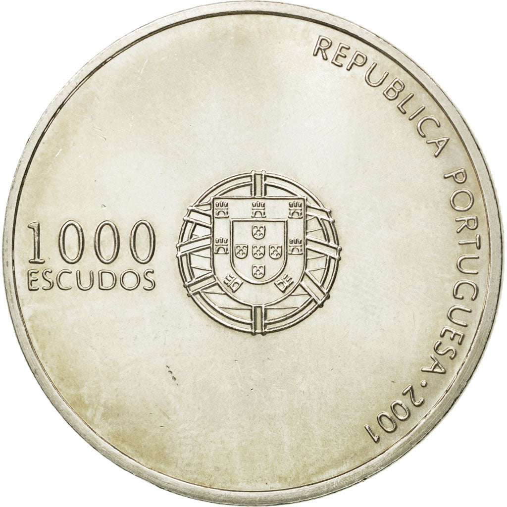 Coin, Portugal, 1000 Escudos, 2001, Lisbon, MS(63), Silver, KM:734