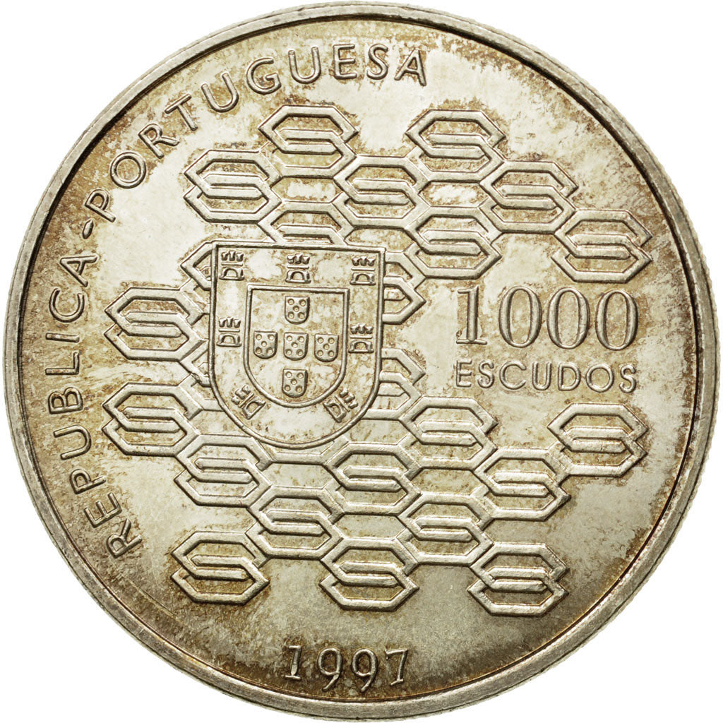 Coin, Portugal, 1000 Escudos, 1997, Lisbon, MS(63), Silver, KM:703