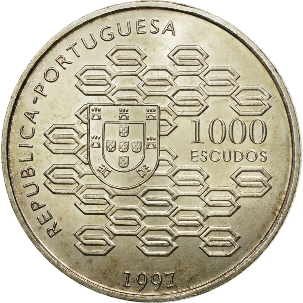 Coin, Portugal, 1000 Escudos, 1997, Lisbon, MS(63), Silver, KM:703