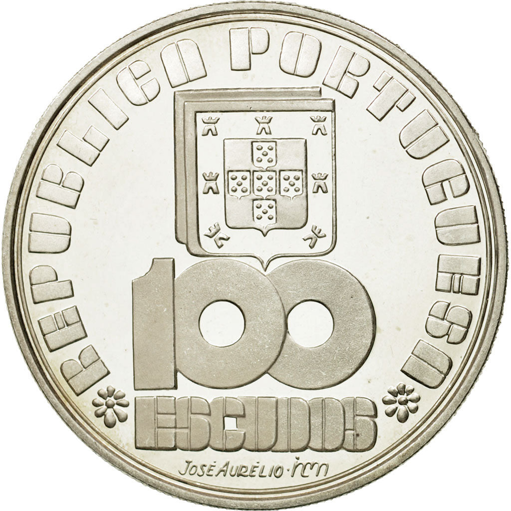 Coin, Portugal, 100 Escudos, 1985, MS(63), Silver, KM:629a