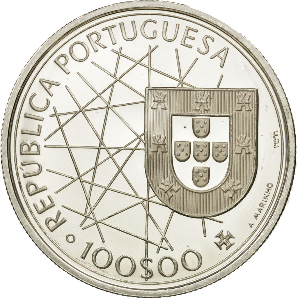 Coin, Portugal, 100 Escudos, 1989, MS(63), Silver, KM:648a