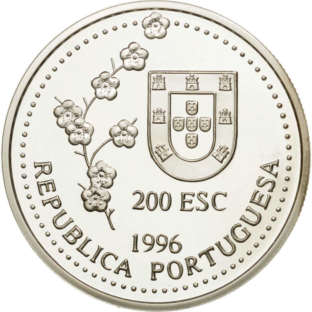 Coin, Portugal, 200 Escudos, 1996, MS(65-70), Silver, KM:692a