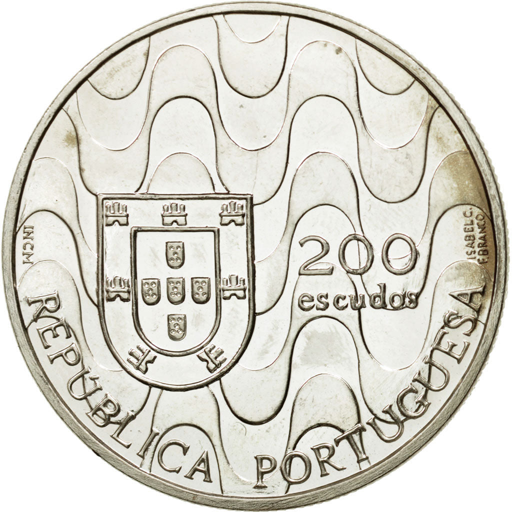 Coin, Portugal, 200 Escudos, 1992, AU(55-58), Silver, KM:663a