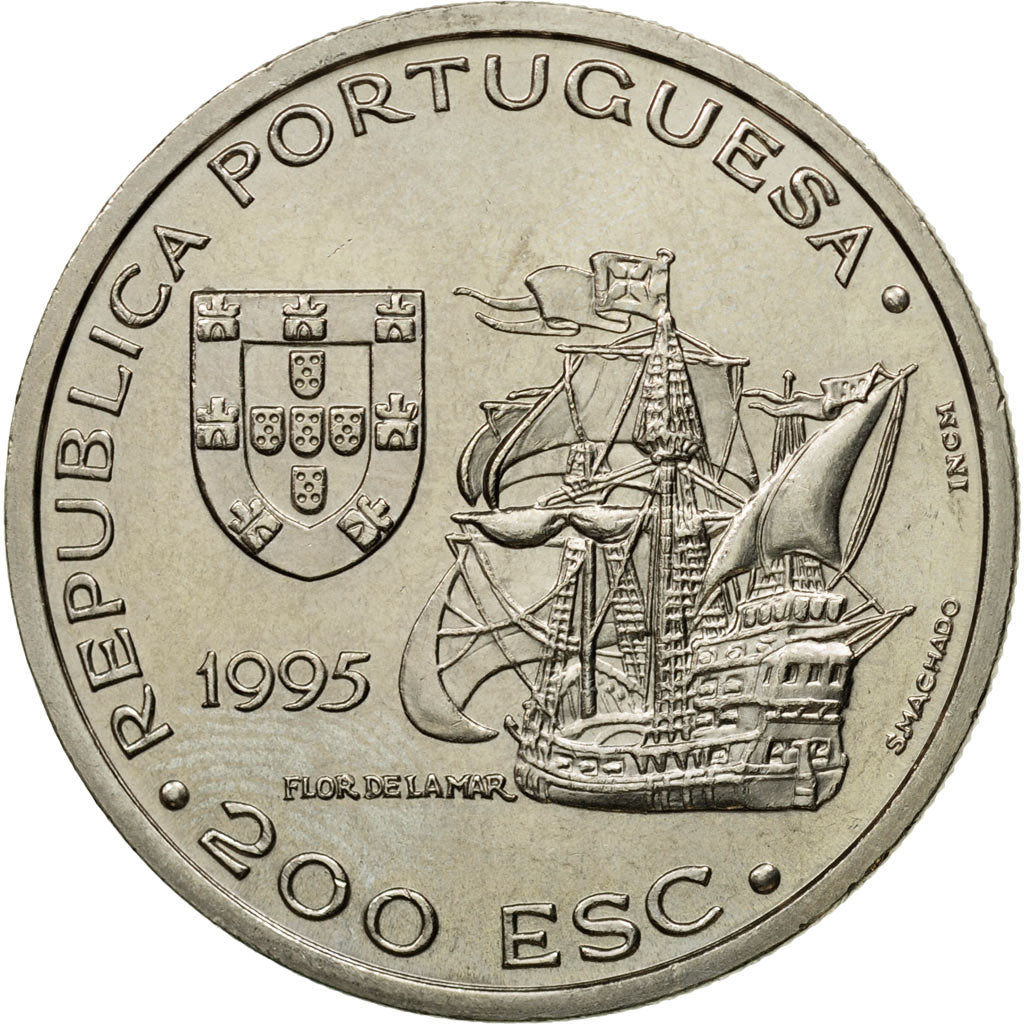 Coin, Portugal, 200 Escudos, 1995, MS(63), Copper-nickel, KM:681