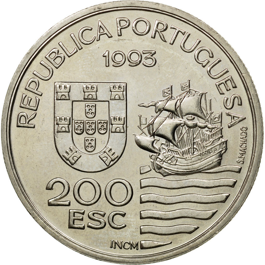 Coin, Portugal, 200 Escudos, 1993, MS(63), Copper-nickel, KM:667