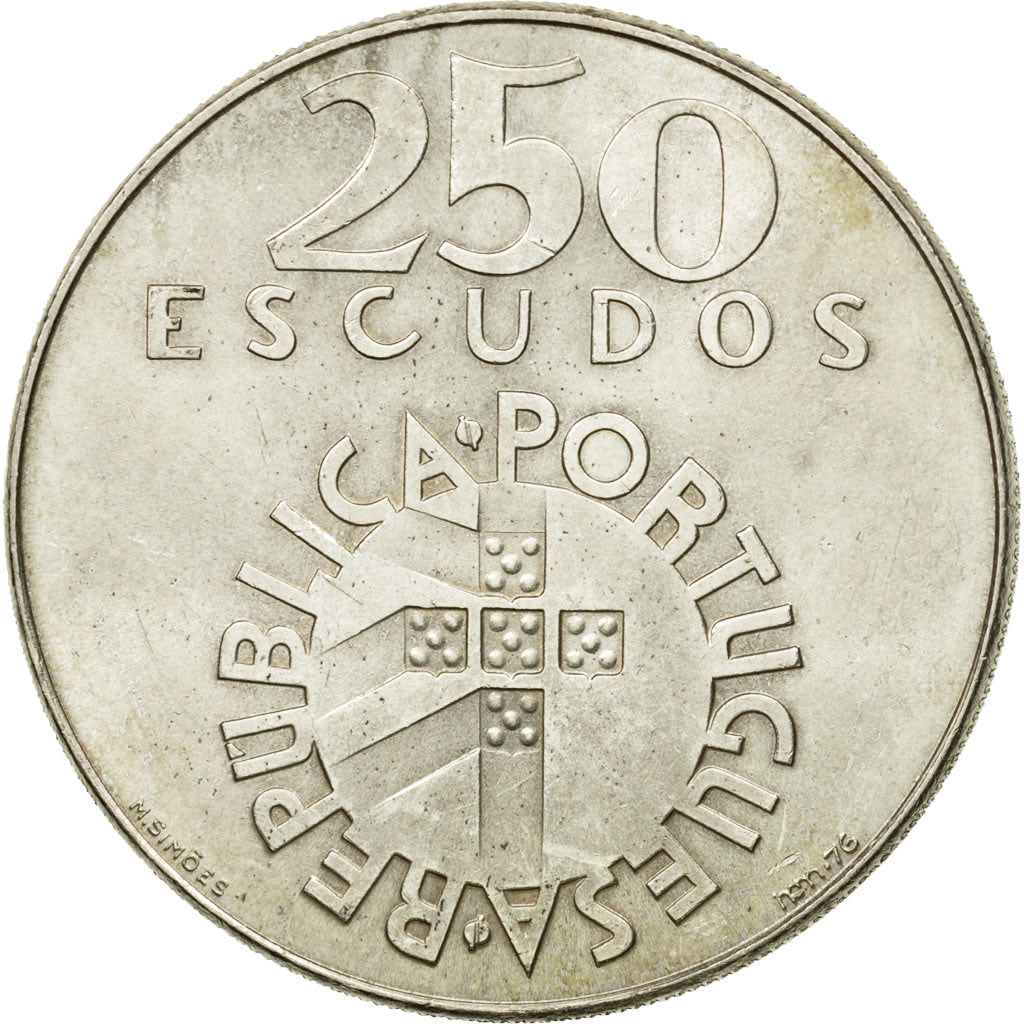 Coin, Portugal, 250 Escudos, 1976, AU(50-53), Silver, KM:604