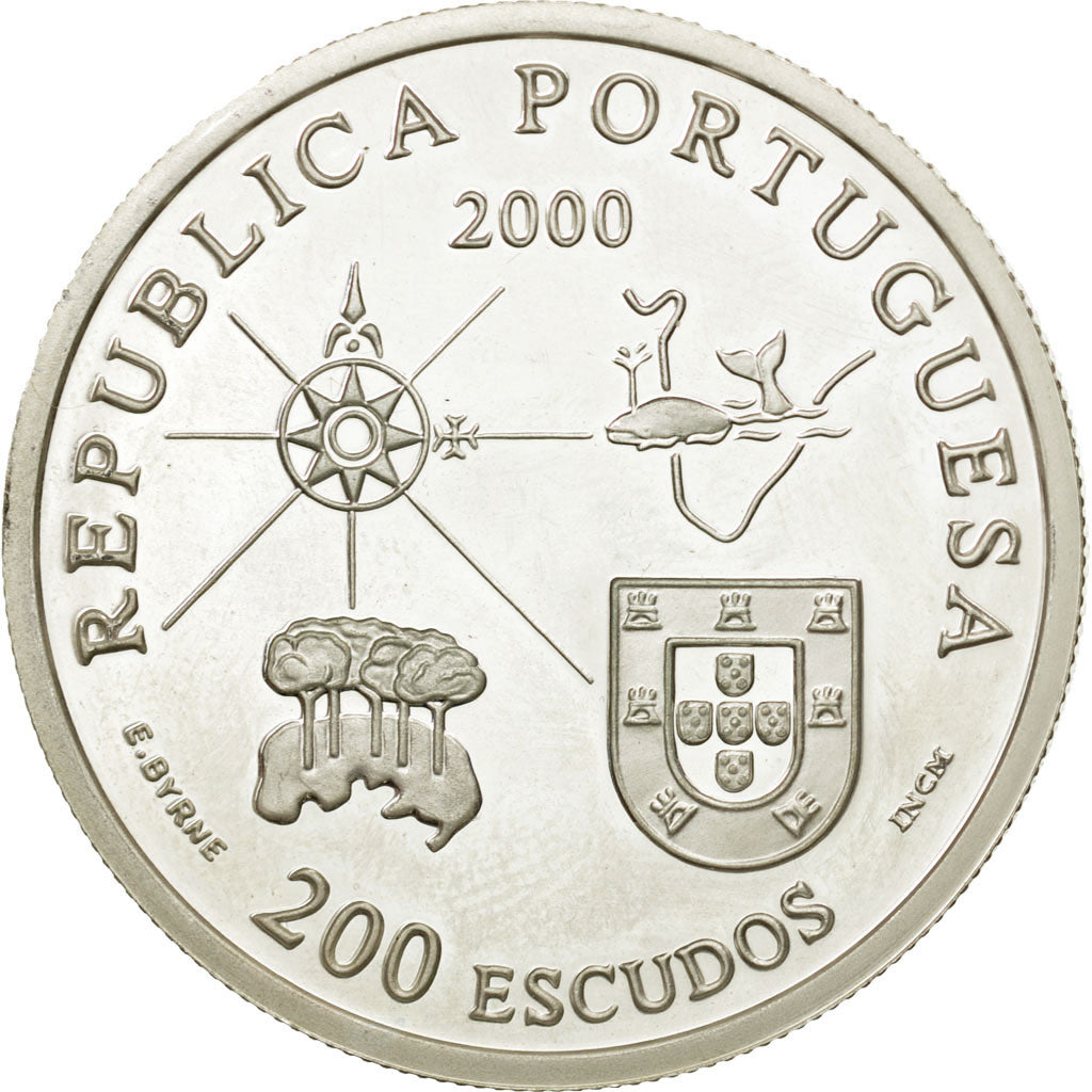Coin, Portugal, 200 Escudos, 2000, MS(63), Silver, KM:728a