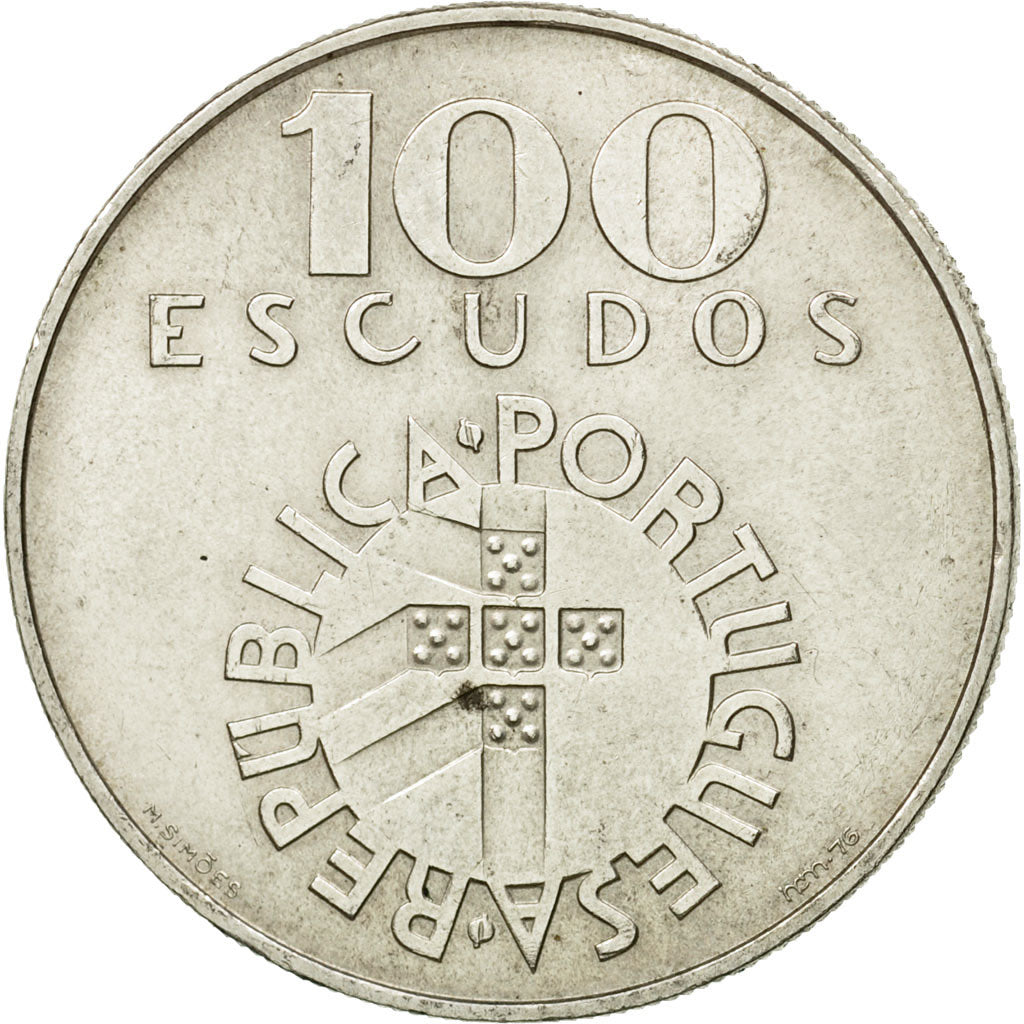Coin, Portugal, 100 Escudos, 1976, Lisbon, AU(50-53), Silver, KM:603