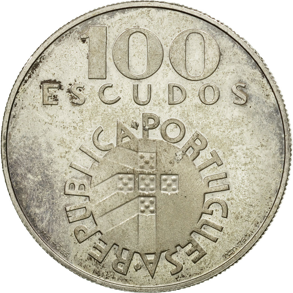 Coin, Portugal, 100 Escudos, 1976, Lisbon, AU(55-58), Silver, KM:603