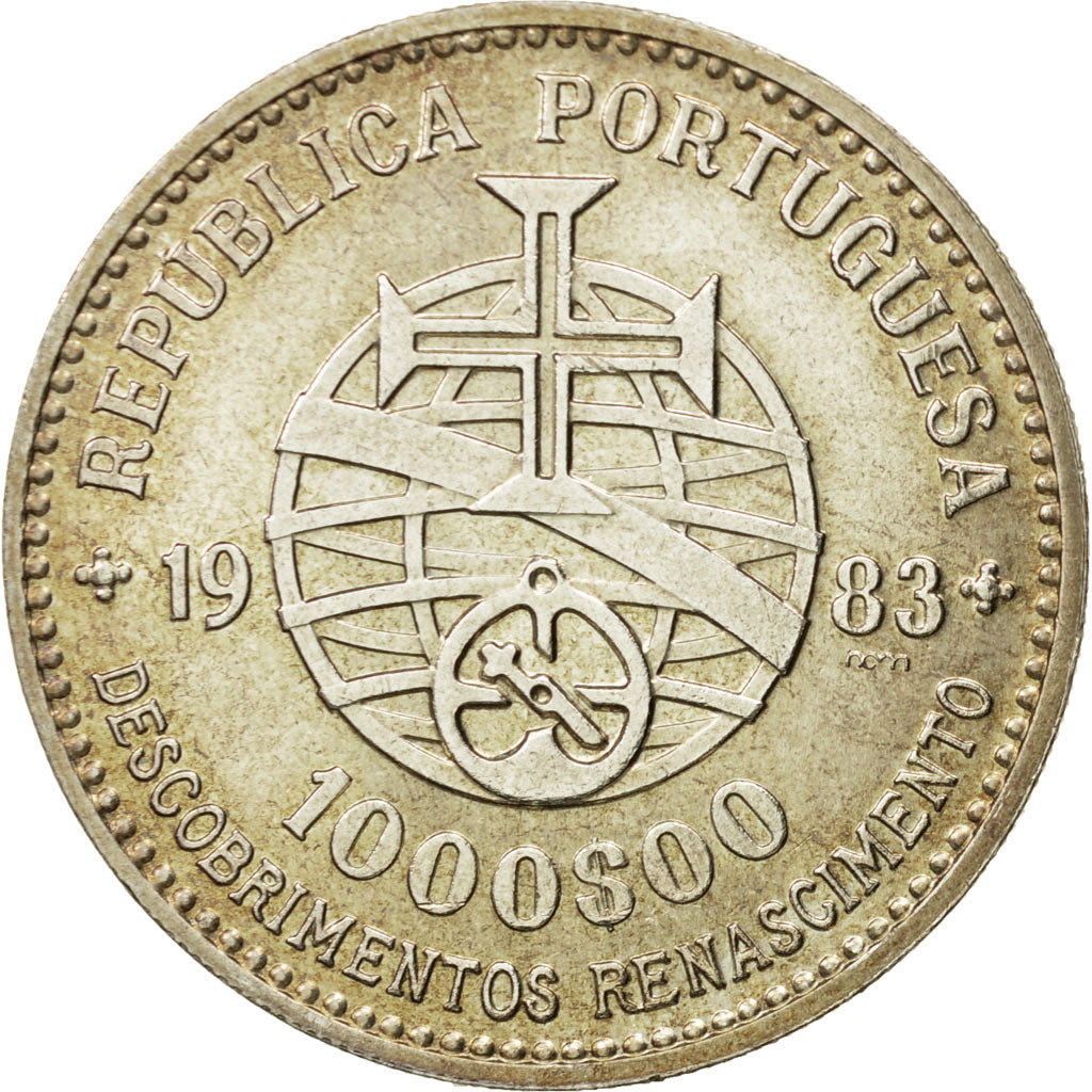 Coin, Portugal, 1000 Escudos, 1983, MS(63), Silver, KM:622