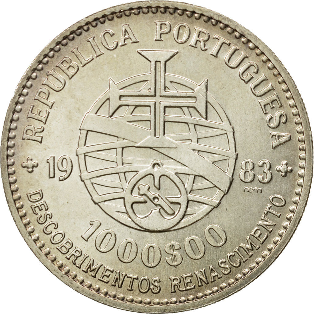 Coin, Portugal, 1000 Escudos, 1983, MS(63), Silver, KM:622