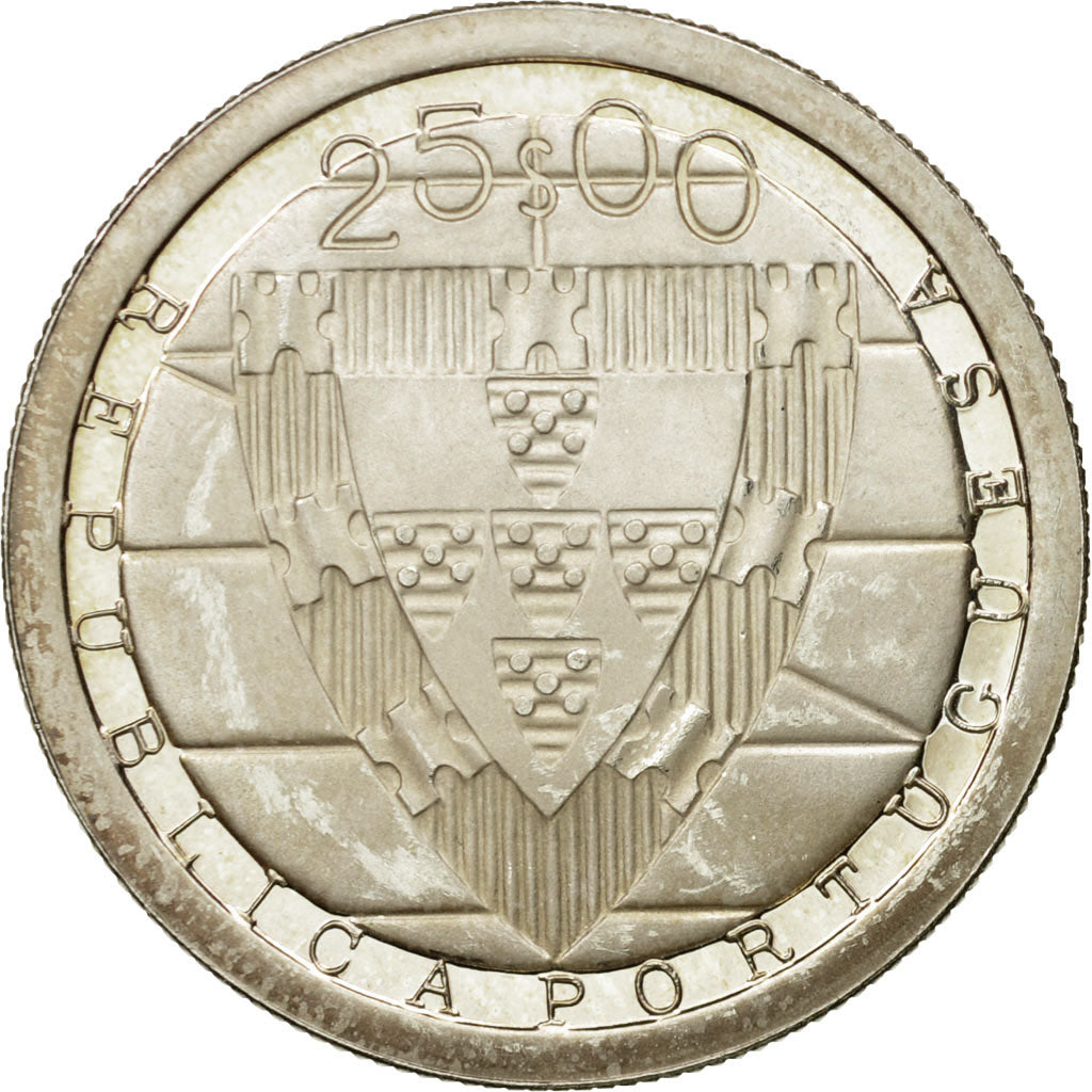 Coin, Portugal, 25 Escudos, 1985, MS(60-62), Silver, KM:627a