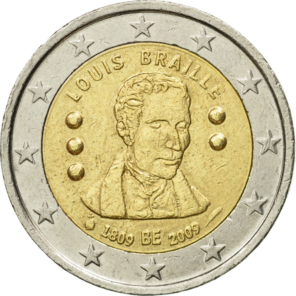 Belgium, 2 Euro, Louis Braille, 2009, MS(60-62), Bi-Metallic, KM:288