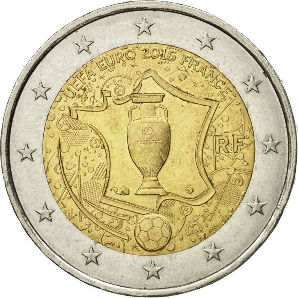 France, 2 Euro, UEFA Euro 2016, 2016, EF(40-45), Bi-Metallic