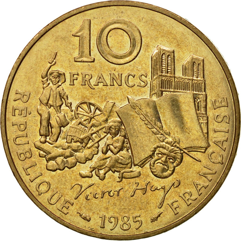 Coin, France, Victor Hugo, 10 Francs, 1985, Paris, AU(55-58), Nickel-Bronze