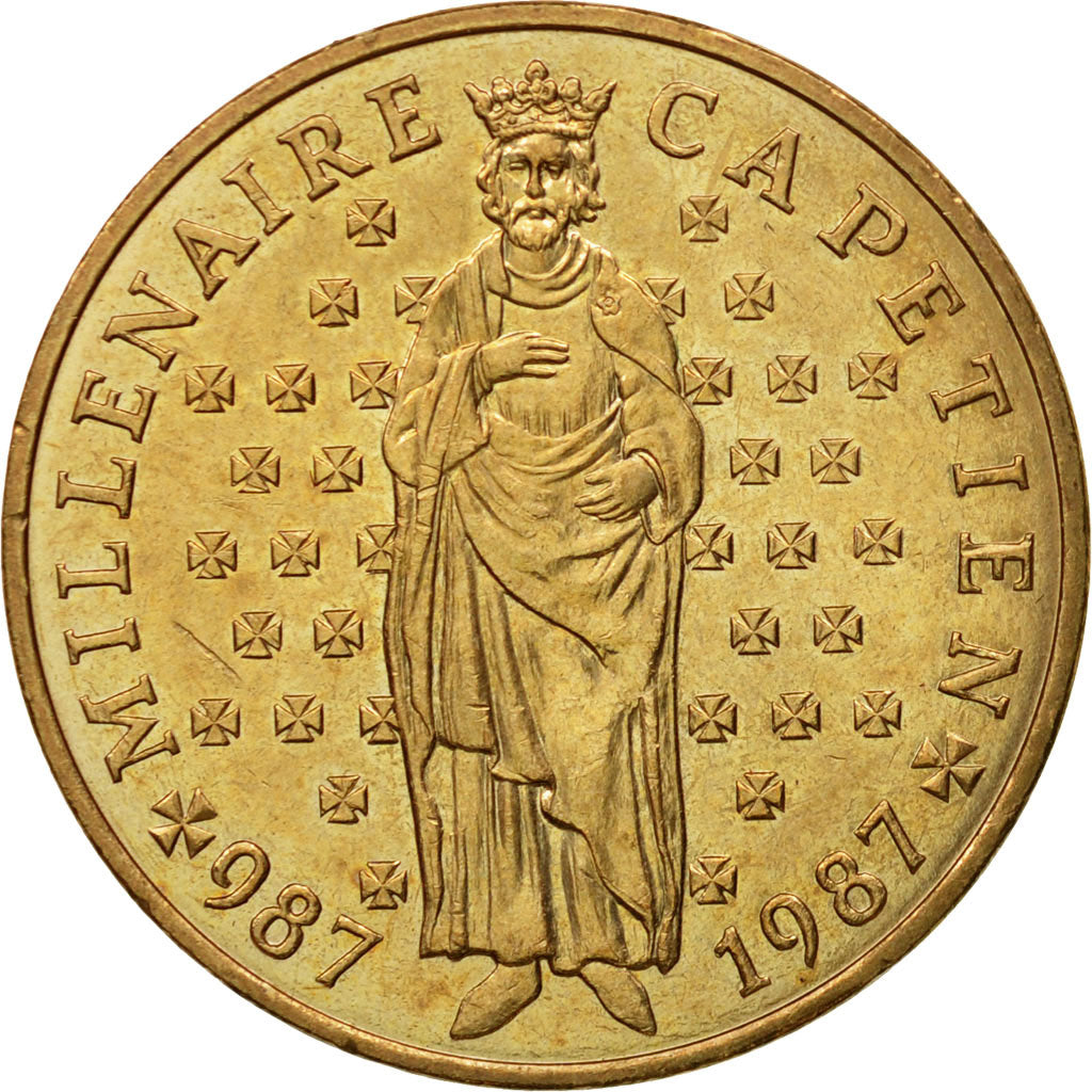 Coin, France, Hugues Capet, 10 Francs, 1987, Paris, MS(63), Nickel-Bronze