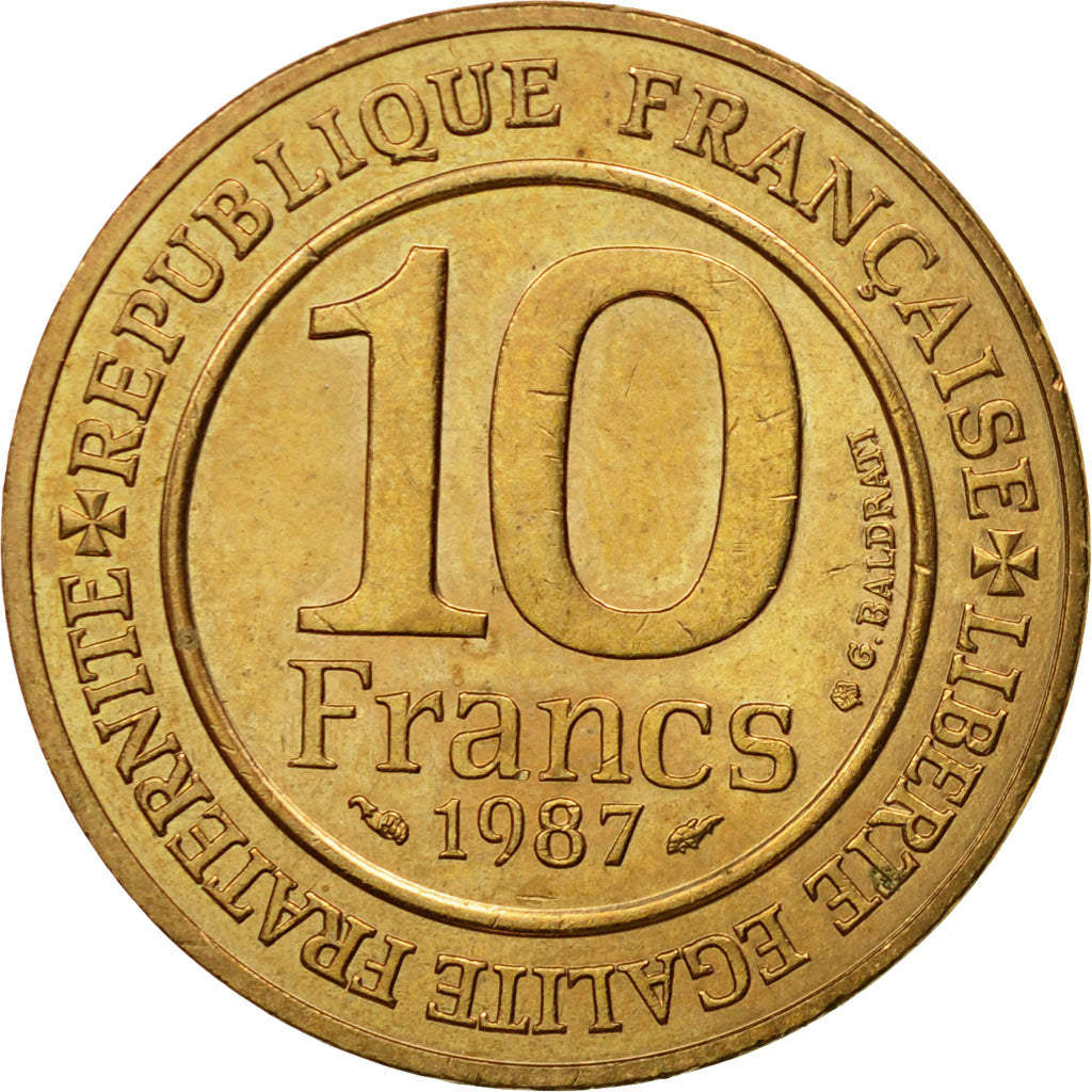 Coin, France, Hugues Capet, 10 Francs, 1987, Paris, MS(63), Nickel-Bronze