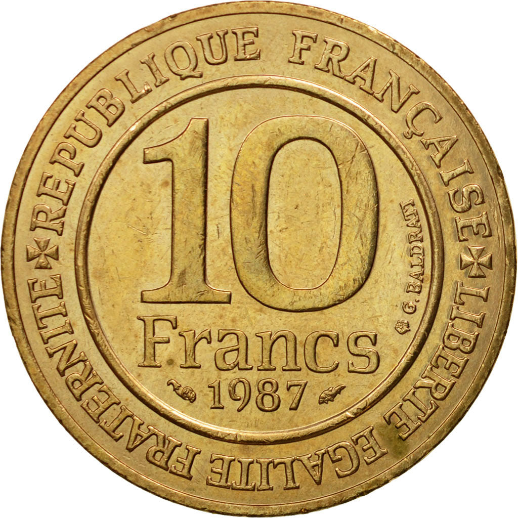 Coin, France, Hugues Capet, 10 Francs, 1987, Paris, MS(63), Silver, KM:961