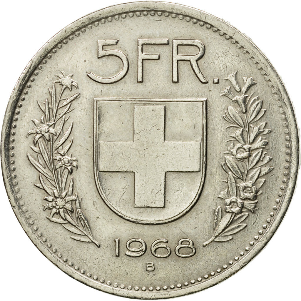 Moneta, Svizzera, 5 Francs, 1968, Bern, BB+, Rame-nichel, KM:40a.1
