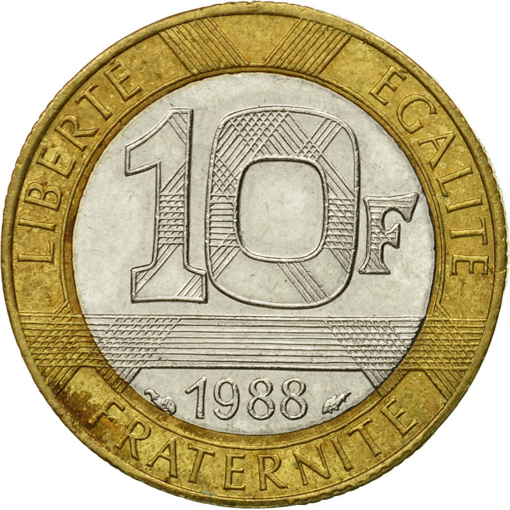Munten, Frankrijk, Génie, 10 Francs, 1988, Paris, ZF, Bi-Metallic, KM:964.1
