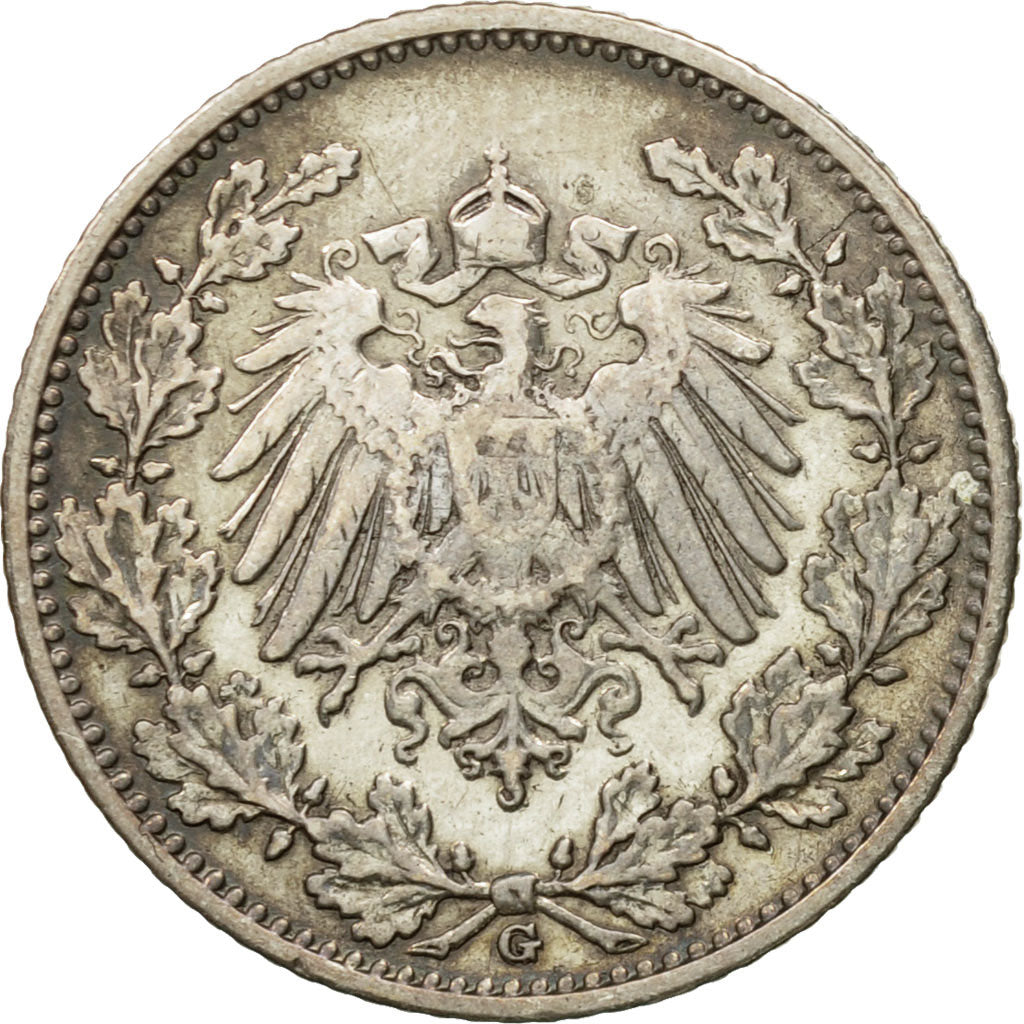 Coin, GERMANY - EMPIRE, 1/2 Mark, 1906, Karlsruhe, EF(40-45), Silver, KM:17