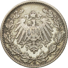 Coin, GERMANY - EMPIRE, 1/2 Mark, 1906, Karlsruhe, EF(40-45), Silver, KM:17