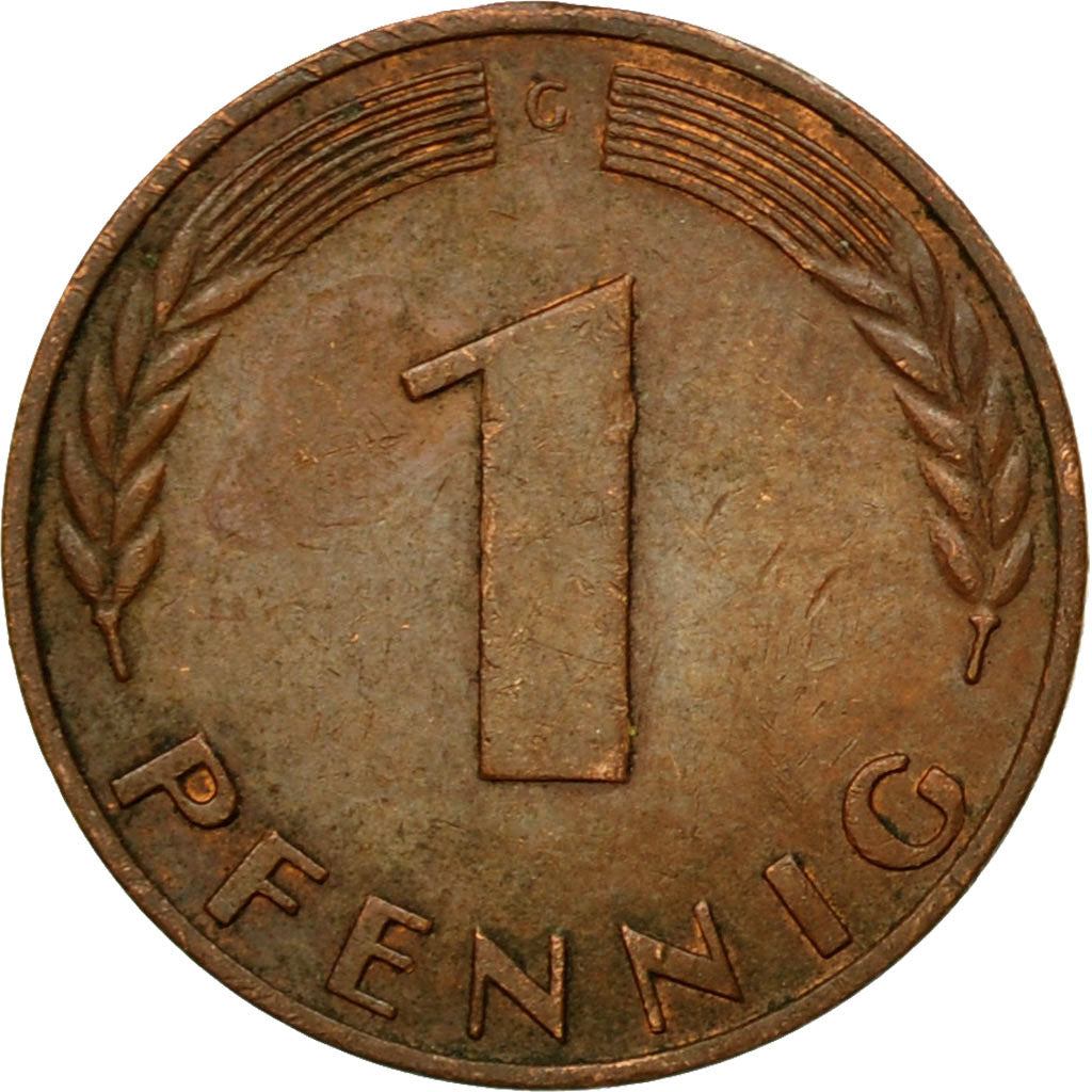 Moneta, Niemcy - RFN, Pfennig, 1966, Karlsruhe, VF(30-35), Miedź platerowana