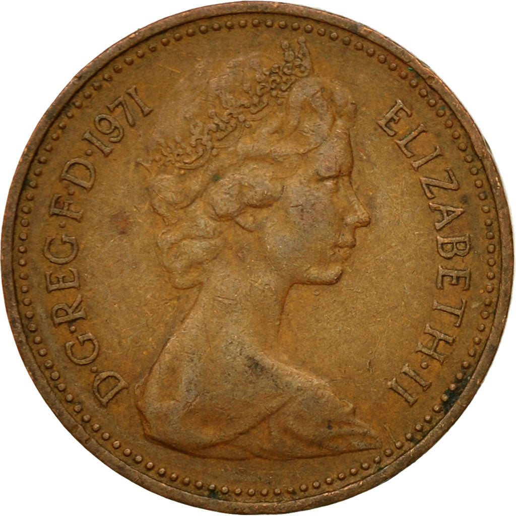 Coin, Great Britain, Elizabeth II, New Penny, 1971, EF(40-45), Bronze, KM:915