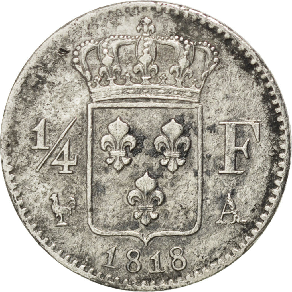 Coin, France, Louis XVIII, Louis XVIII, 1/4 Franc, 1818, Paris, VF(30-35)