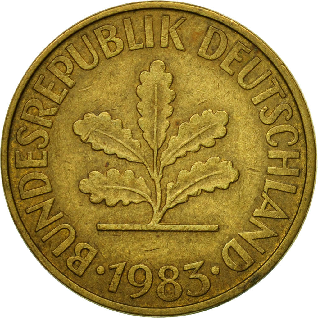 Münze, Bundesrepublik Deutschland, 10 Pfennig, 1983, Stuttgart, SS, Brass Clad