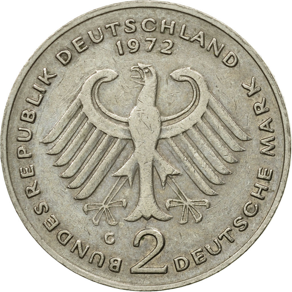 Moneta, GERMANIA - REPUBBLICA FEDERALE, 2 Mark, 1972, Karlsruhe, BB, Nichel