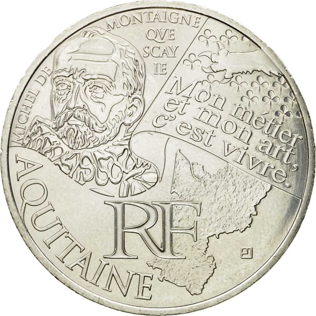 France, 10 Euro, Aquitaine, 2012, MS(63), Silver, KM:1863