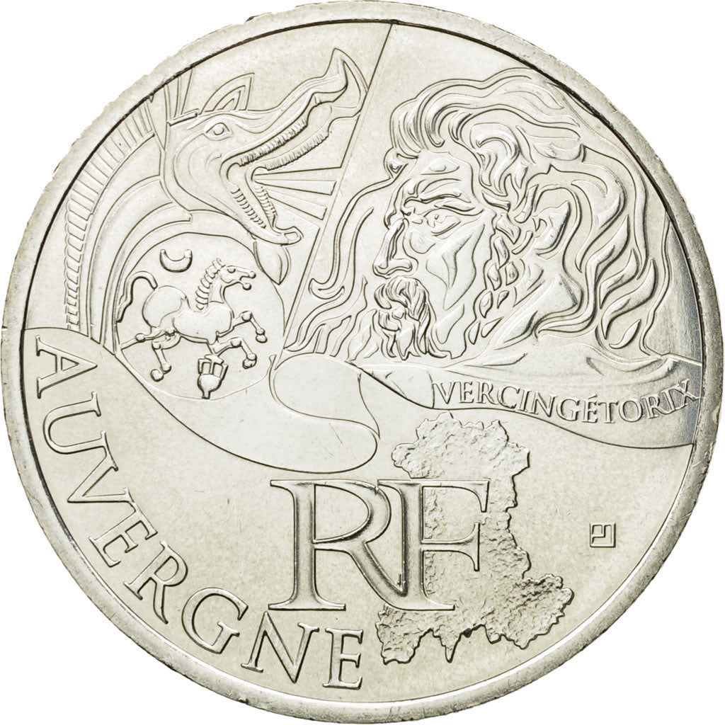 France, 10 Euro, Auvergne, 2012, MS(63), Silver, KM:1864