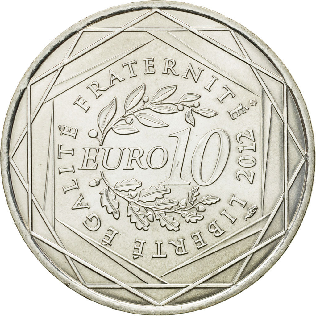 France, 10 Euro, Auvergne, 2012, MS(63), Silver, KM:1864