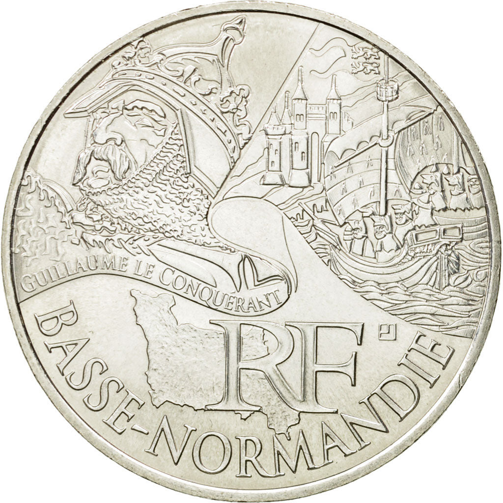 France, 10 Euro, Basse Normandie, 2012, MS(63), Silver, KM:1865