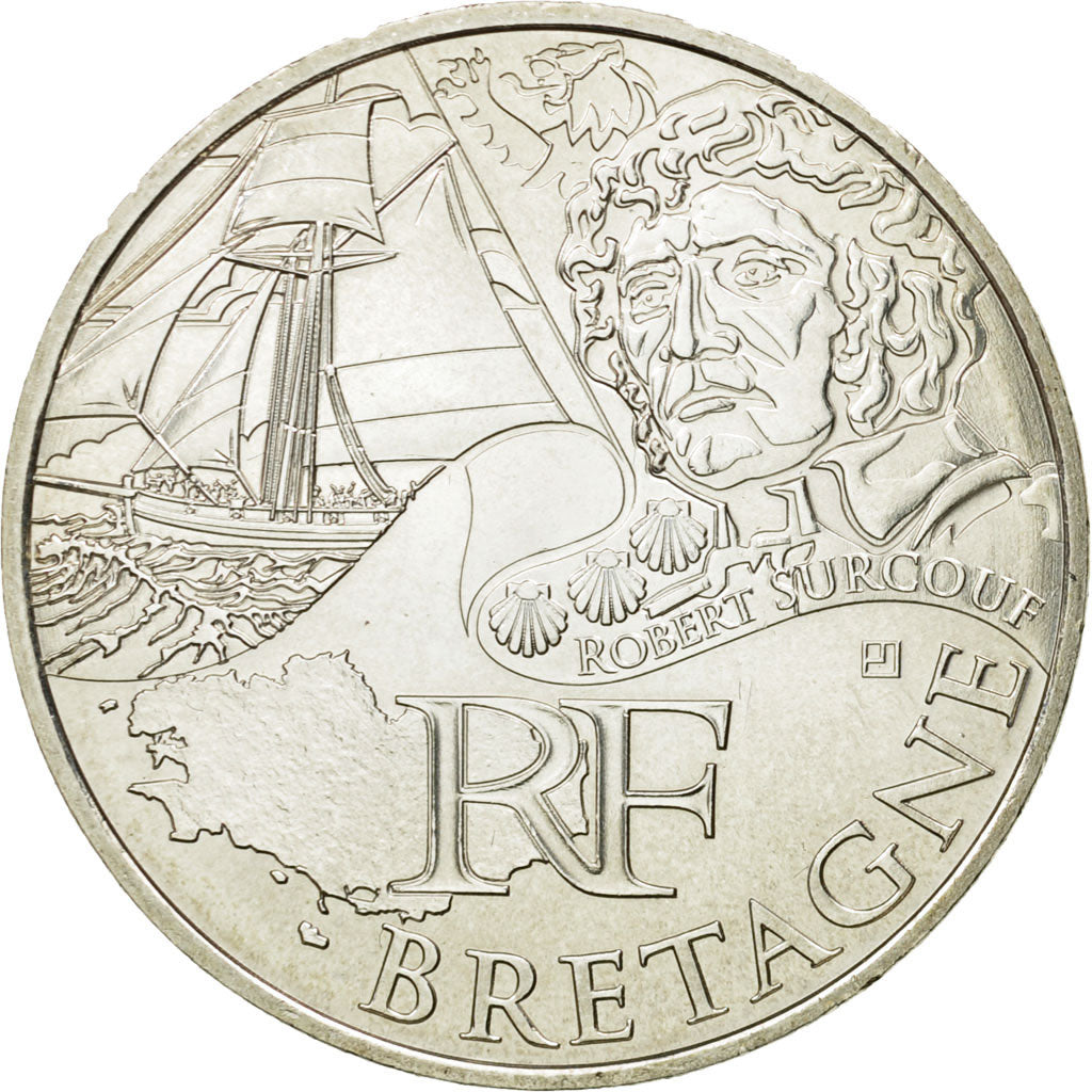 France, 10 Euro, Bretagne, 2012, MS(63), Silver, KM:1866