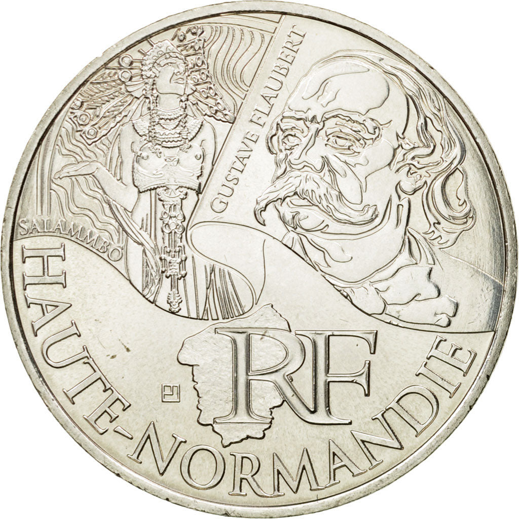 France, 10 Euro, Haute Normandie, 2012, MS(63), Silver, KM:1874