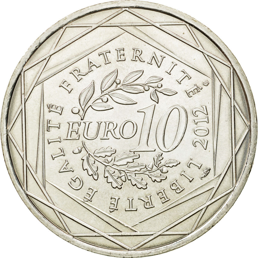 France, 10 Euro, Haute Normandie, 2012, MS(63), Silver, KM:1874