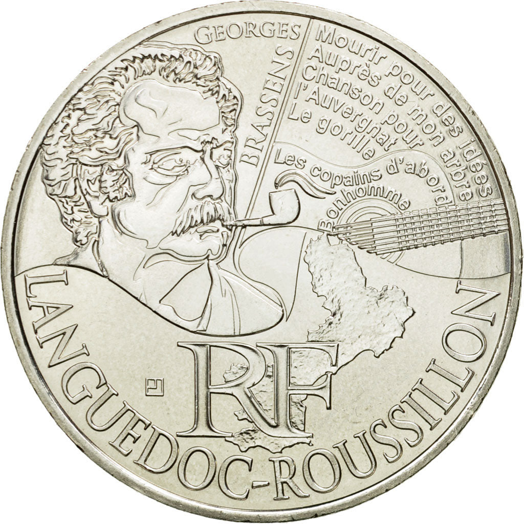 France, 10 Euro, Languedoc-Rousillon, 2012, MS(63), Silver, KM:1877