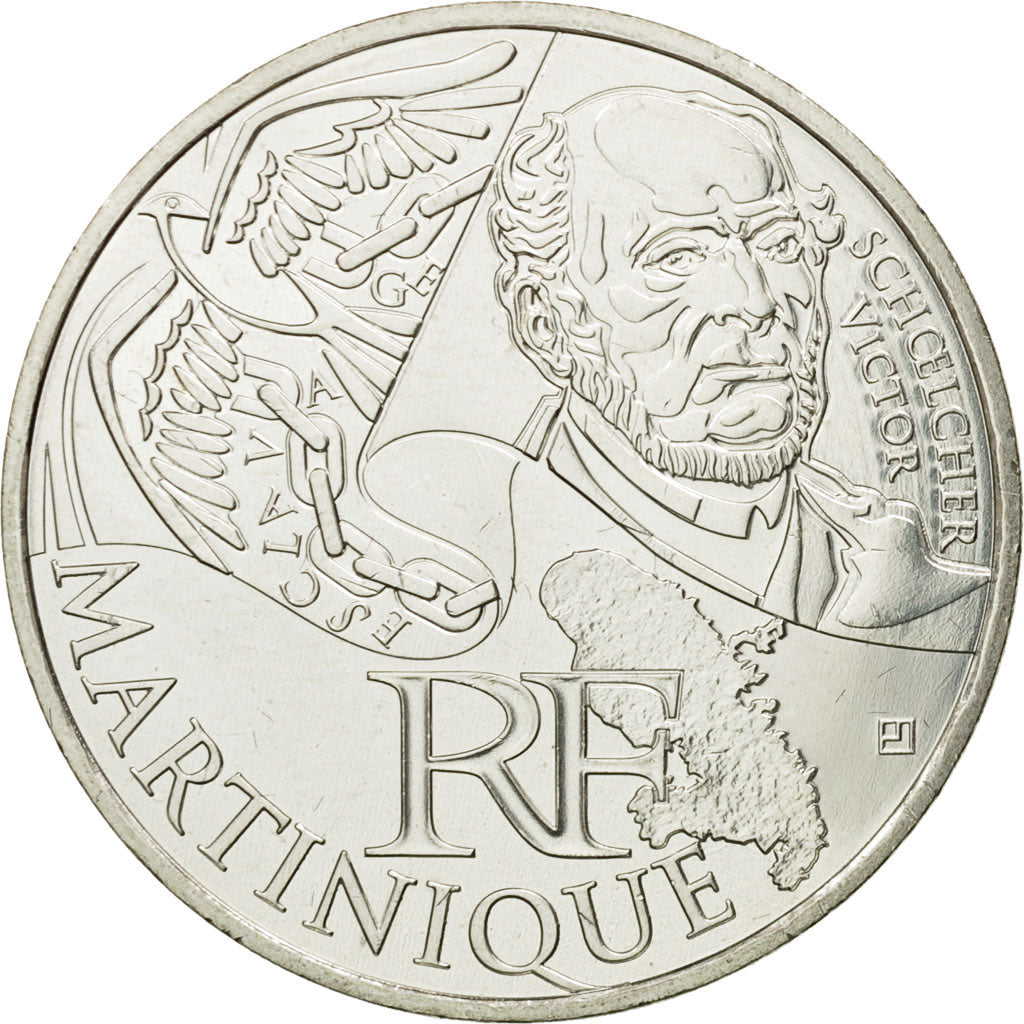 France, 10 Euro, Martinique, 2012, MS(63), Silver, KM:1879