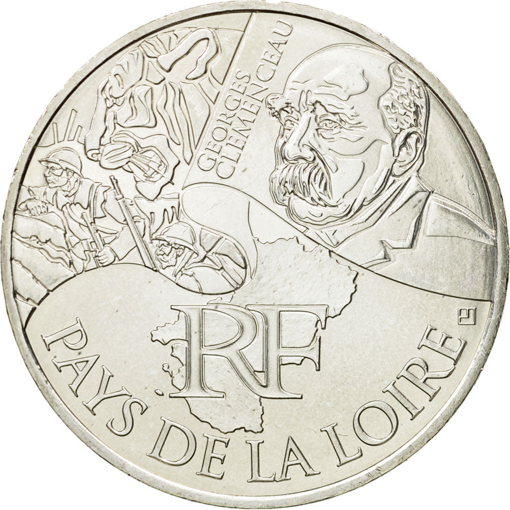 France, 10 Euro, Pays de la Loire, 2012, MS(63), Silver, KM:1881