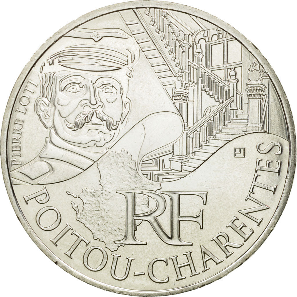 France, 10 Euro, Poitou-Charentes, 2012, MS(63), Silver, KM:1883