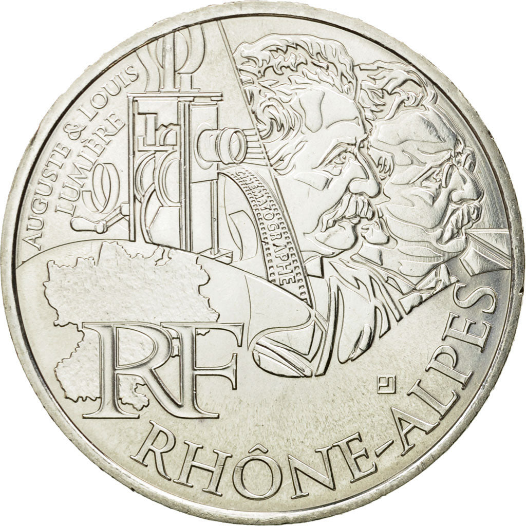 France, 10 Euro, Rhône Alpes, 2012, MS(63), Silver, KM:1886